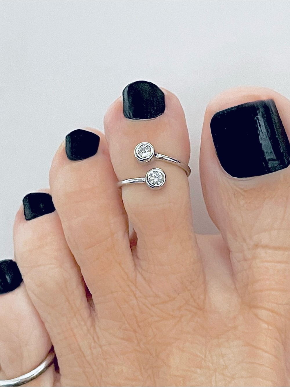 💞BEST SELLER💞Sterling Silver CZ Toe Ring, Midi Pinky Silver Rings, CZ Stones
